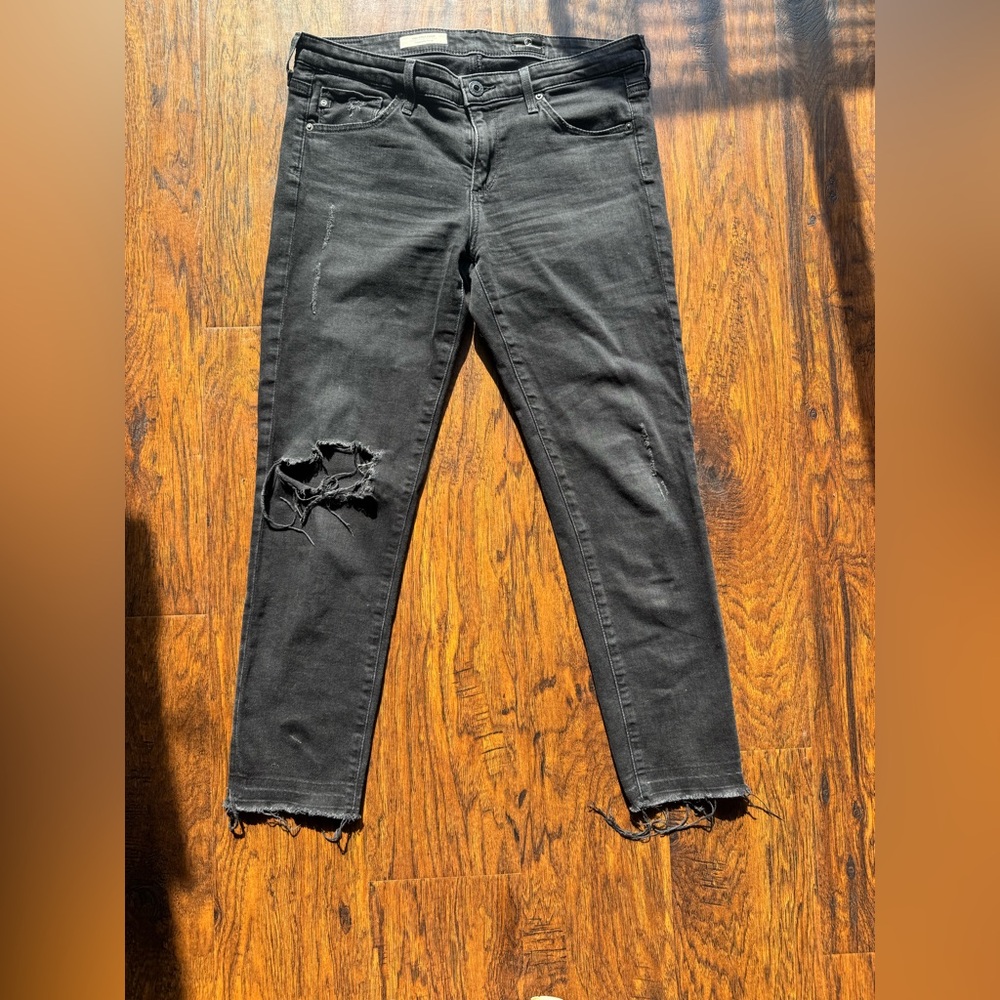 AG Adriano Goldschmied Black Distressed Skinny Jeans